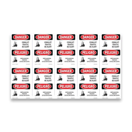Signmission Safety Sign, OSHA Danger, 5" Height, Forklift Traffic Bilingual, DS-D-35-VPR-1265-10PK OS-DS-D-35-VPR-1265-10PK