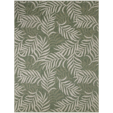 Homeroots 8' X 10' Ivory And Green Palm Leaf Indoor Outdoor Area Rug 550236