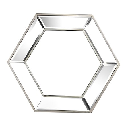 Homeroots 18" Silver Hexagon Glass Framed Accent Mirror 485000