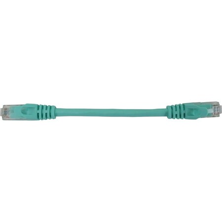 Eaton Tripp Lite Series Cat6a 10G Snagless Molded UTP Ethernet Cable RJ45 M/M, PoE, Aqua, 6 in. 15 cm N261-06N-AQ