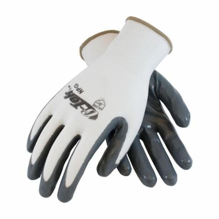 G-Tek 34-225 GENERAL PURPOSE GLOVES, SEAMLESS STYLE, L, NYLON PALM, GRAY/WHITE, NITRILE 34-225/L