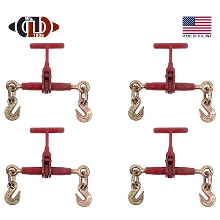 Mytee Products 4PK 5/16in-3/8in Durabilt T-Handle Ratchet Chain Binder w/Grab Hook 7,100 lbs WLL, 4PK CBRS-DR516-THx4