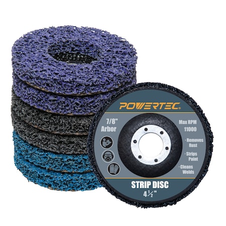Powertec 4-1/2 in. Strip Discs for Angle Grinder, 7/8 in. Arbor Stripping Wheel, 6PK 11103N