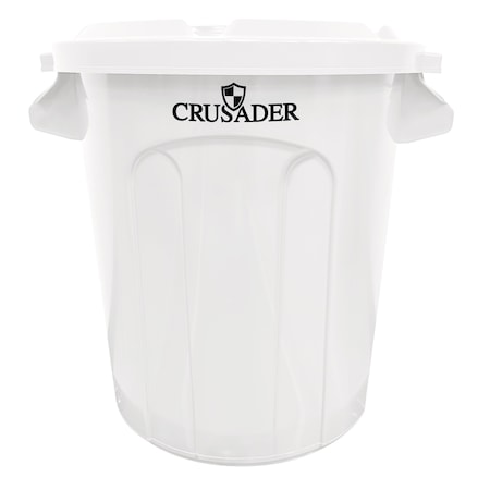 Crusader Round Heavy-duty Utility Container, 10 Gal, 15-3/5in Dia. x 17-3/10in H, PE, White, NSF CTC-10WT