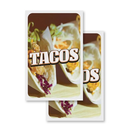 Signmission Tacos, Vinyl Decals Only 24 Inch x 36 Inch, Vinyl Decal, 2PK DSB-2436-2PACK-30426