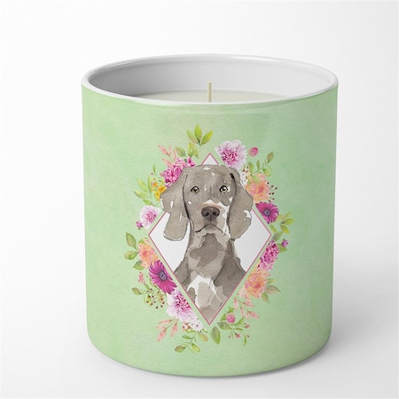 Jensendistributionservices 10 oz Weimaraner Green Flowers Decorative Soy Candle MI2553649