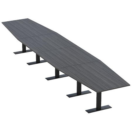 Skutchi Designs 18ft Conference Table With Power Unit | 18 Person Modular Hexagon Meeting Table | Harmony Series HAR-HEX.IR-48X216-T.BK-WA7949-NA