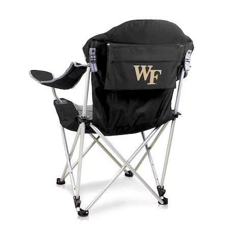 Picnic Time Family Of Brands NCAA Wake Forest Demon Deacons Reclining Camp Chair - Beach ChairBlack with Gray Accents 803-00-175-614-0