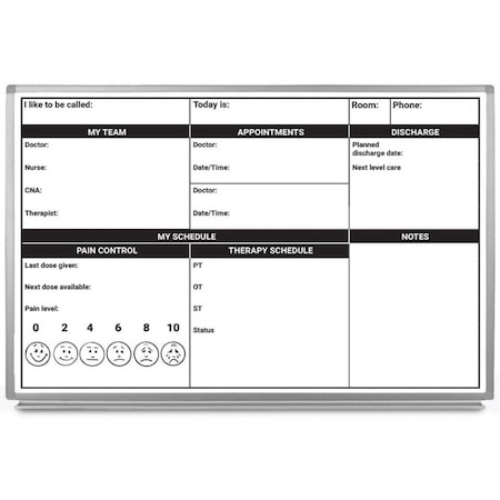 Creative Safety Supply Patient Bedside Dry-Erase Hospital Whiteboard, Version 1, 48in x 36in WB10028-48