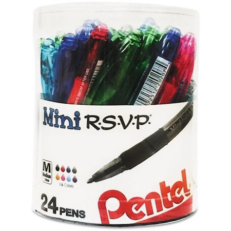 Pentel RSVP Mini Ballpoint Pens, 24PK PENBK91MN24M