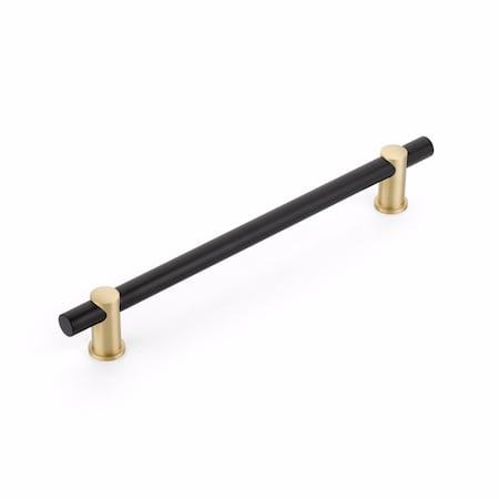 Schaub 12in Center to Center Fonce Matte Black Appliance Pull Satin Brass Finish 422-MB-SB