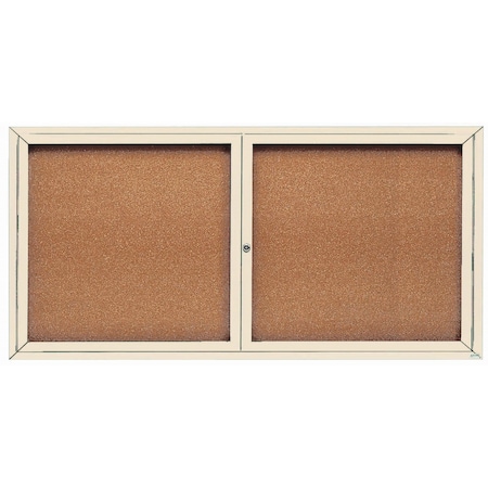 Aarco Enclosed Natural Pebble Grain Cork Bulletin Board w/ Ivory Powder Coated Al Frame, 36''Hx72''W DCC3672RIV