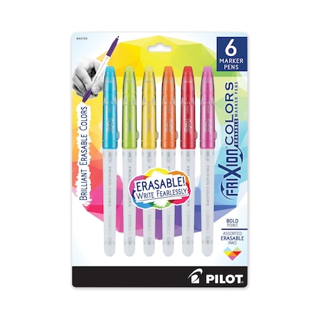 Pilot FriXion Colors Erasable Porous Point Pen, Stick, Bold 2.5 mm, Assorted Colors, 6PK 44154