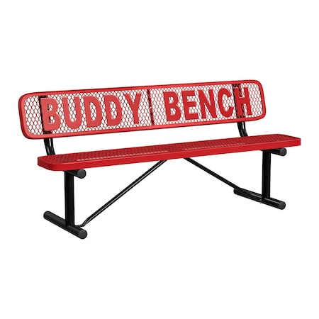 Leisure Craft 6' Personalized Standard Buddy Bench Bench With Back, Expanded Metal, Portable, Red PB6WBP-RED