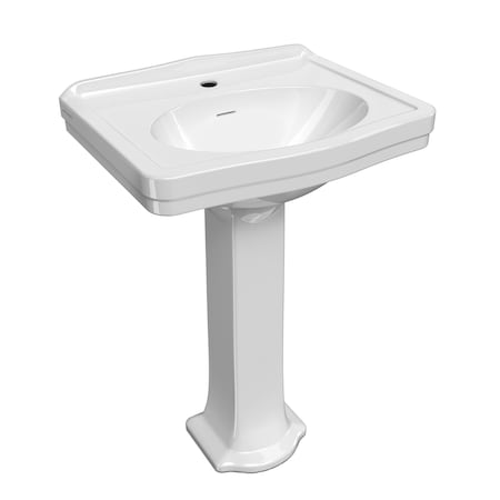 Whitehaus Collection 23 in Traditional Pedestal Sink with an Integrated Oval Bowl and Single Faucet Drilling B-LO914-LO915-1H