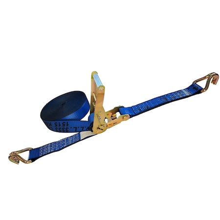 Tie 4 Safe 2'' x 60' Ratchet Tie Downs w/ Wire J Hook WLL: 3,333 lbs. Blue RT04C-560-W5-BU-C-1
