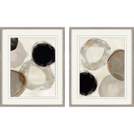Set Of Two Beige Rings Silver Framed Print Wall Art, 2PK