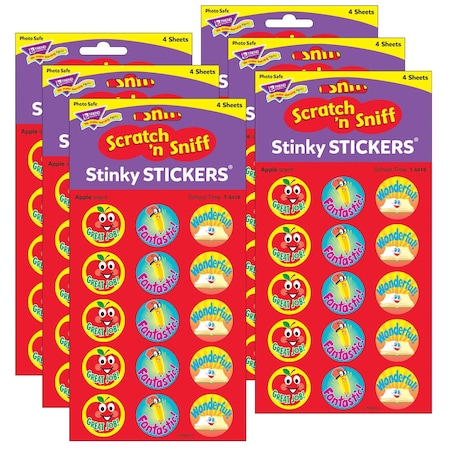 Trend School Time/Apple Stinky Stickers, 60-Piece Set, 6PK T6418