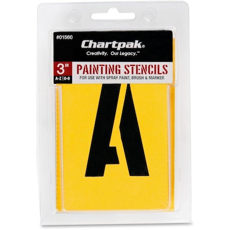 Chartpak Painting LettersNumbers Stencils, Yellow, 35PK CHA01560