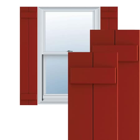 Ekena Millwork True Fit PVC Two Board Joined Board-n-Batten Shutters, Fire Red, 10 3/4W x 66H, PR TFP101BBF11X066BR