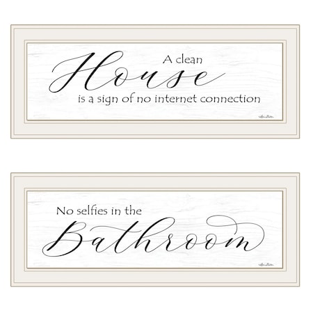 Homeroots Set Of Two Household Humor 1 White Framed Print Bathroom Wall Art, 2PK 406070