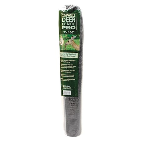 Dewitt Deer Fence, 100 ft L, 7 ft H, Square Mesh, 3/4 in Mesh, Polypropylene, Black DDF7100PRO