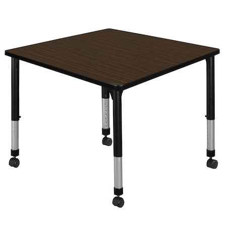 Regency Square Kee Height Adjustable Mobile Classroom Activity Table, 36 in W, 36 in L, Neo Walnut TB3636NWAPCBK