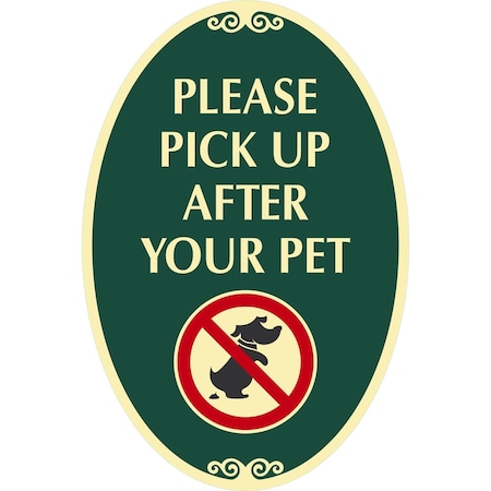 Lyle Please Pick Up After Your Pet with Graphic, 12x18, Engineer Grade, Dark Green G-2489-EG_12x18