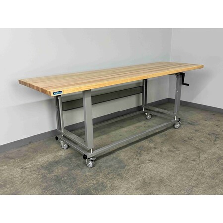Stackbin Workbench, Mobile, Hand, Crank, Lift, Adj. M9630-2500-BG