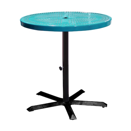Leisure Craft 36" Round Perforated Pedestal Table, Portable, 40"H, Teal 36TAB40-TEAL
