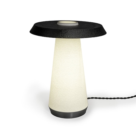 Jonathan Y Bruno 12.3 in. Mid-Century Minimalist Plant-Based PLA 3D Printed Dimmable LED Table Lamp, White/Black USA1006A