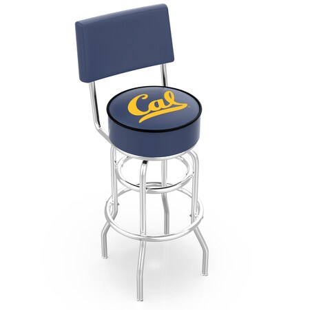 Holland Bar Stool Co 25" Chrome 2-Ring Cal Swivel Bar Stool, Back L7C425Cal-Un