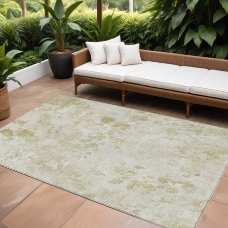 Homeroots 10' X 14' Khaki Beige And Tan Floral Washable Indoor Outdoor Area Rug 583117