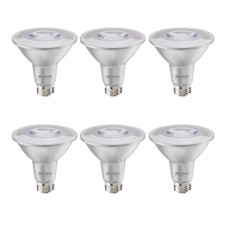 Bulbrite 75-Watt Equivalent Dimmable Flood PAR30LN Medium E26 LED Light Bulb, 3000K, 6PK 861784
