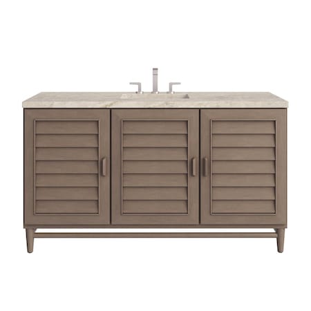James Martin Vanities Portland 60" Single Vanity, Whitewashed Walnut, w/ 3 CM Tajnar Eclos Top 620-V60S-WW-3TJR