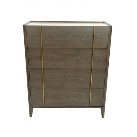 Homeroots 39" Dark Brown and gold Solid Wood Four Drawer Dresser 473079