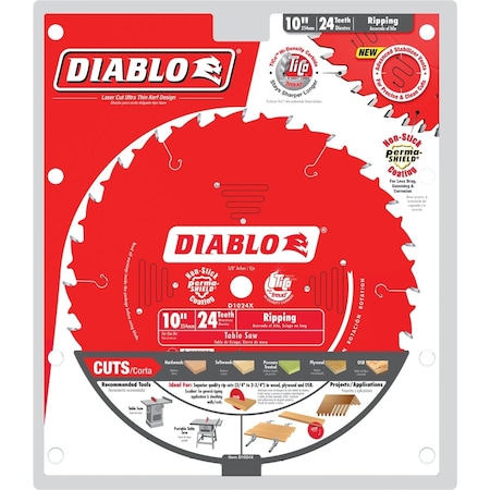 Diablo 10'' 24-Tooth Ripping Circular Saw Blade D1024X
