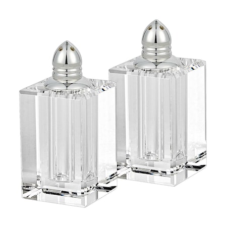 Homeroots Set of Two Clear And Silver Crystal Pepper Shakers 376095