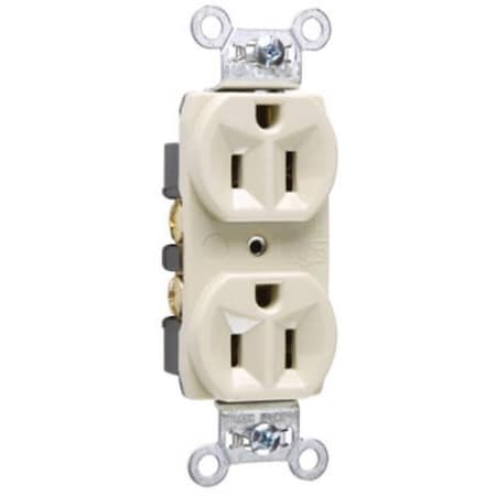 Legrand Straight Blade Receptacle, 5-15R, 15 A, 125V AC, 2 Pole, 3 Wire, Grounded CRB5262ICC12