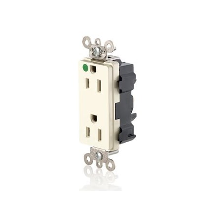 Leviton Hospital Grade Decora Receptacle, 15 Amp, 125 Volt M1626-HGT