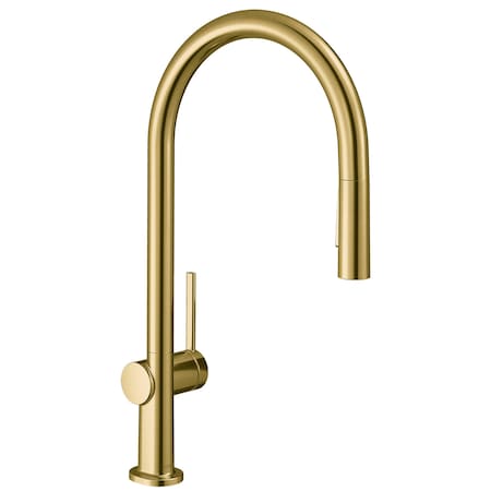 Hansgrohe Talis N HighArc Kitchen Faucet, O-Style, 2-Spray Pull-Down, 1.75 GPM in Brushed Gold Optic 72800251