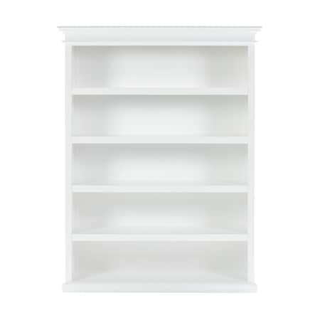 Homeroots 77" Antiqued White Solid Wood Five Tier Bookcase 523196