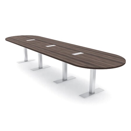 Skutchi Designs 16ft Conference Table With Power Unit | 16 Person Modular Racetrack Meeting Table | Harmony Series HAR-RAC-48X192-T-H3041-ESIL