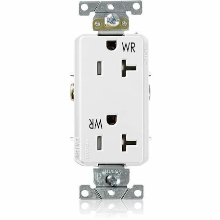 Leviton Plugs&Rcptcls, 20A, 125VAC, Wht, PBT, PK1 WTD20-W