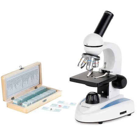 Amscope M149 Student Kids Metal Frame Glass Optics Biological Moncluar Compound Microscope 40X-1000X w/50 P M149C-PS50