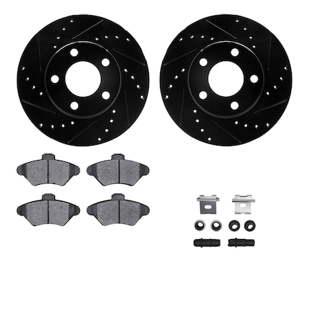 Dynamic Friction Co DFC Rotors-Drilled & Slotted-Black w/ EURO 5000 Ceramic Brake Pads Incl Hdw 8612-54000