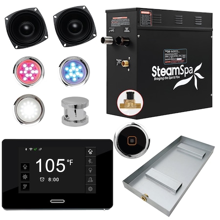 Steamspa Black Series Bluetooth 7.5kW Bath Generator in Polished Chrome BKT750CH-A