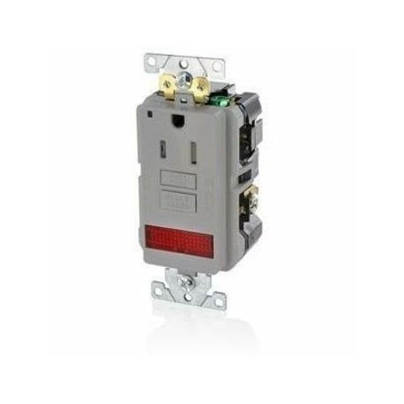 Leviton Self-Test GFCI Receptacle, Combination with Light, 15 Amp, 125 Volt, 5-15R NEMA GFPL1-PLG