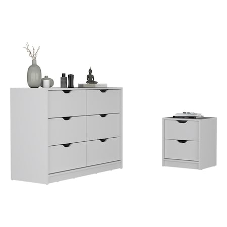 Homeroots Two Piece White Bedroom Set 526364