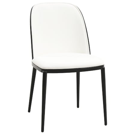 Leisuremod Tule Fabric Dining Side Chair with Powder-Coated Steel Frame, Black/White TCBL18W
